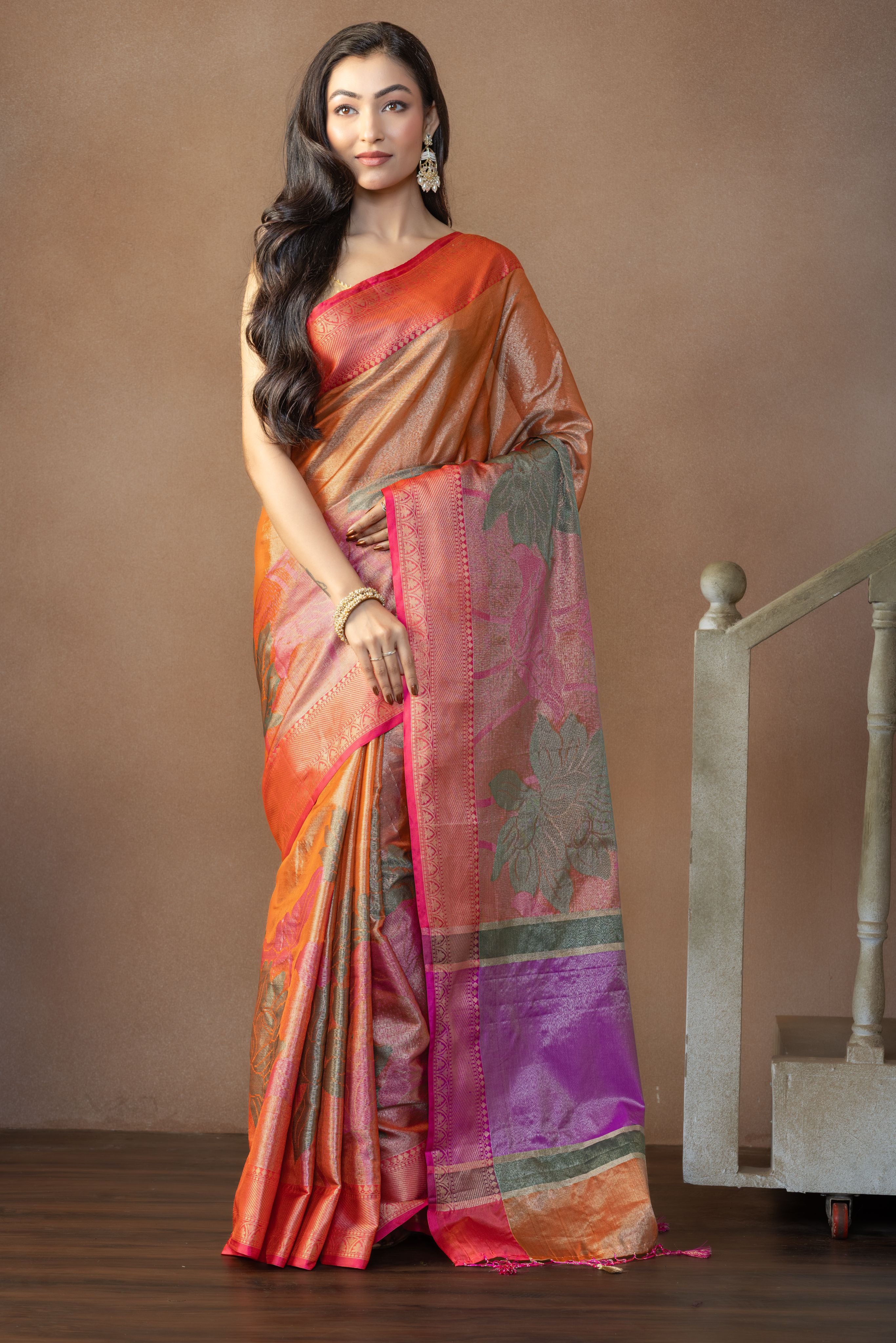 Premium Banarasi Tissue Silk with Exclusive Border | Premium Banarasi tissue silk saree featuring exclusive border and richly woven pallu.