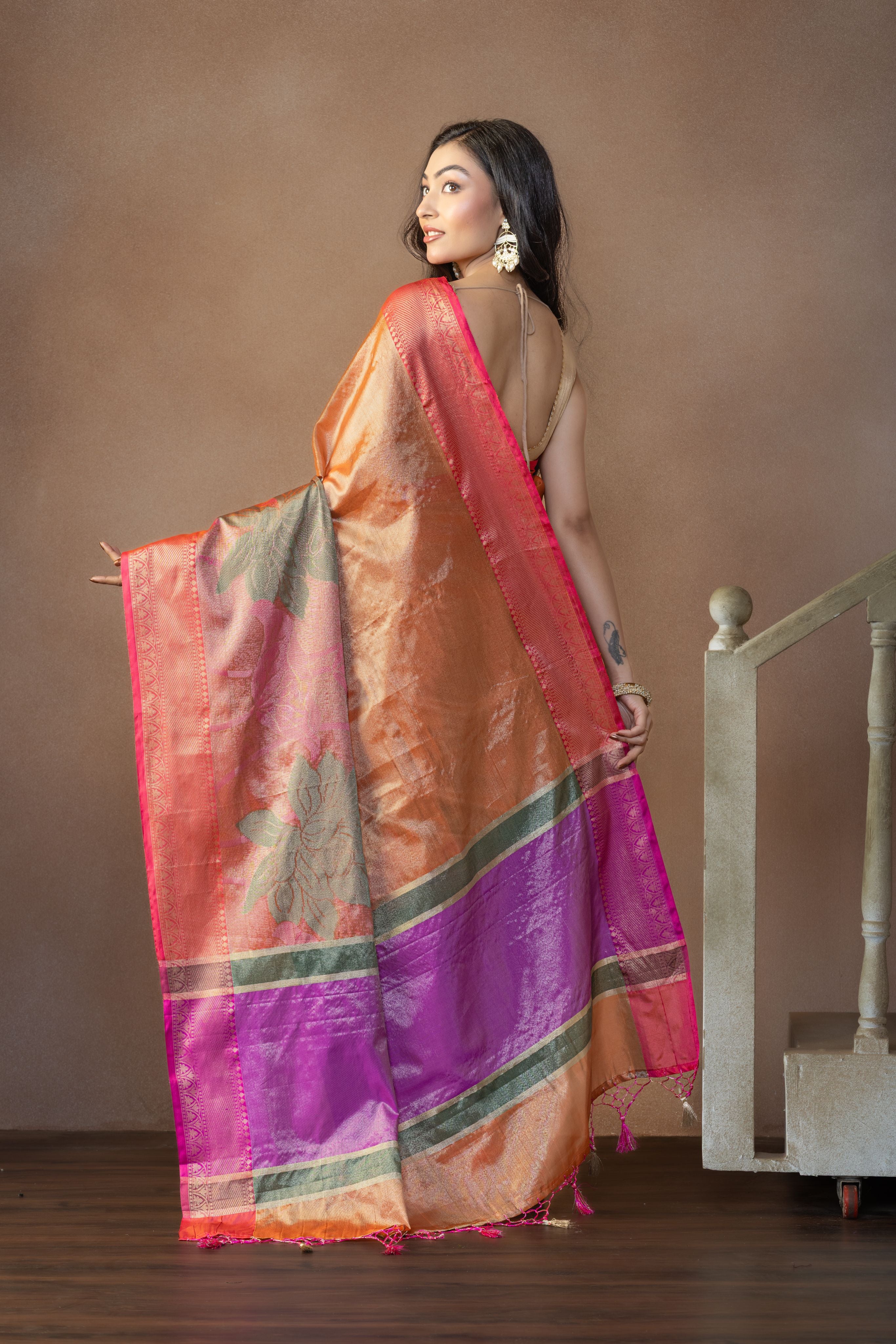 Premium Banarasi Tissue Silk with Exclusive Border | Premium Banarasi tissue silk saree featuring exclusive border and richly woven pallu.