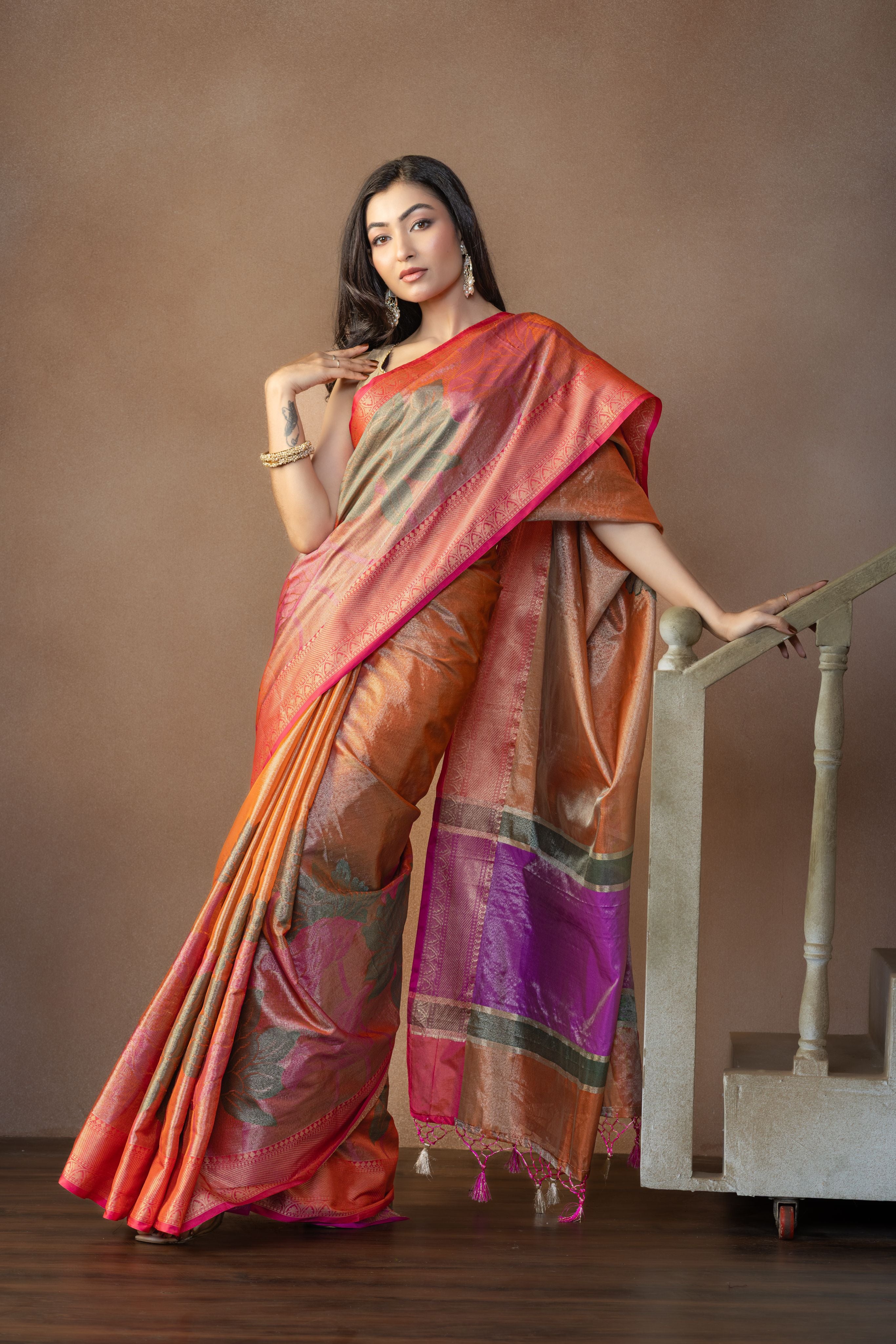 Premium Banarasi Tissue Silk with Exclusive Border | Premium Banarasi tissue silk saree featuring exclusive border and richly woven pallu.