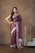 Dark Chocolate Mashru Katan Silk Banarasi Saree