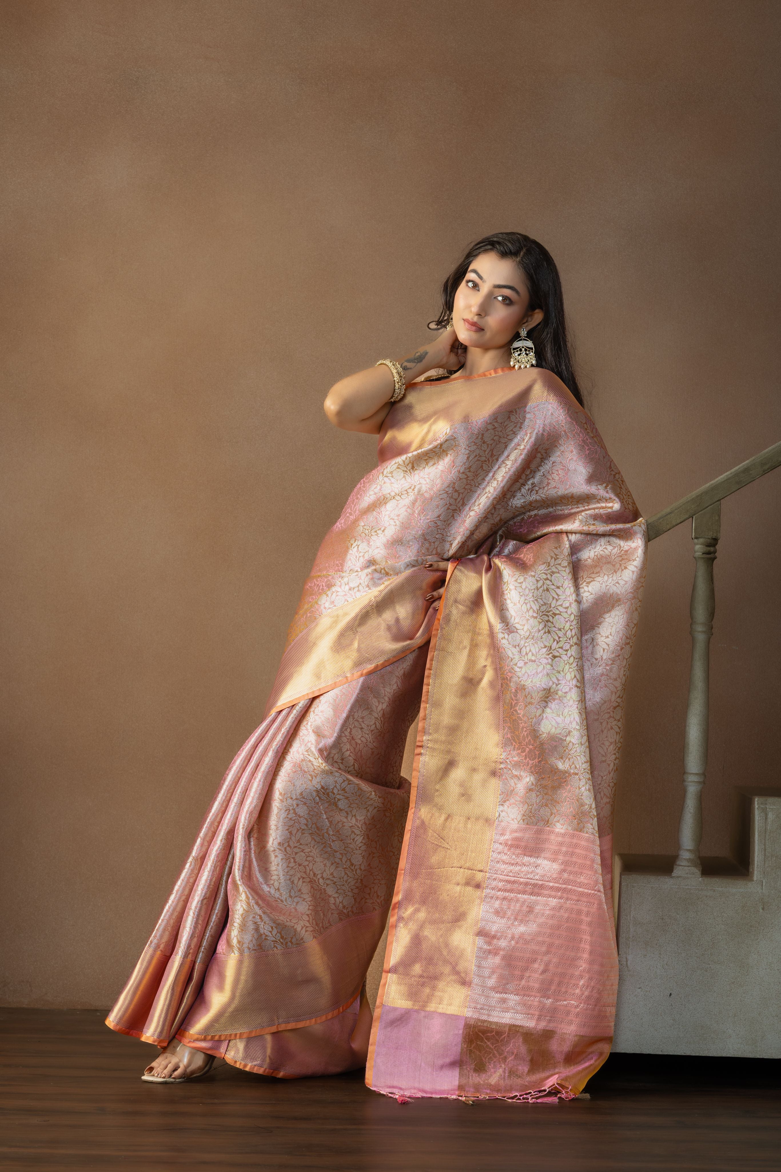 Elegant Kanjivaram Tissue Silk Saree | Kanjivaram tissue silk Banarasi saree with rich pallu