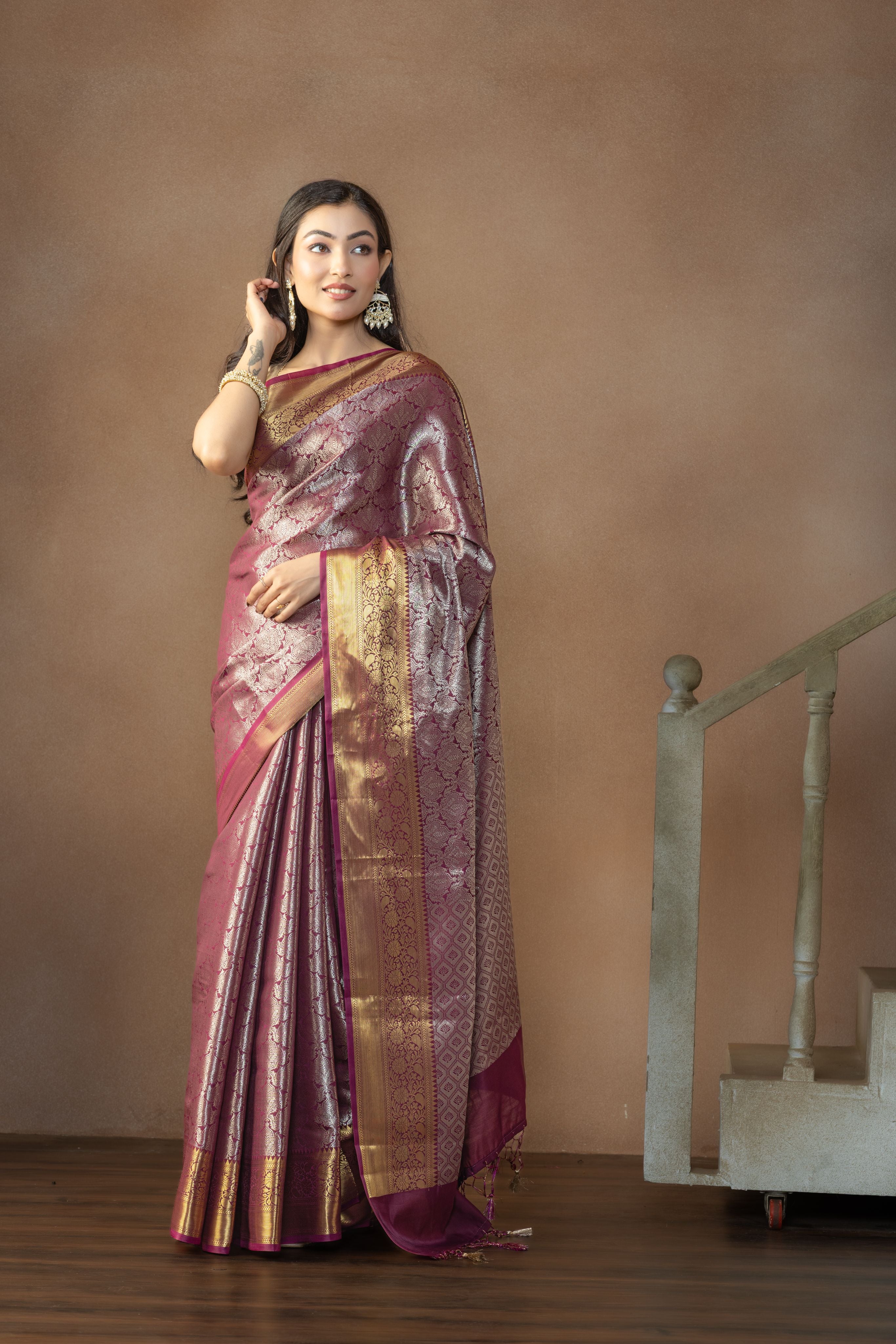 Elegant Kanjivaram Tissue Silk Saree | Kanjivaram tissue silk Banarasi saree with rich pallu
