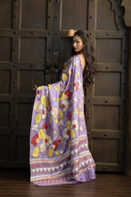 Exclusive Gachi by Gachi Tussar with Katha stitch in mauve base colour designer saree.