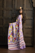 Exclusive Gachi by Gachi Tussar with Katha stitch in mauve base colour designer saree.