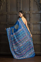 Exclusive Gachi by Gachi Tussar with Lambani mirror handwork in blue base colour designer saree