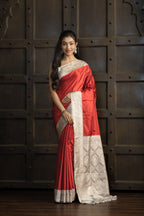 Royal Maroon Beige Mashru Katan Silk Banarasi Saree