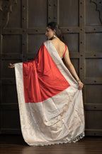 Royal Maroon Beige Mashru Katan Silk Banarasi Saree