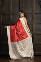 Royal Maroon Beige Mashru Katan Silk Banarasi Saree