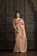 Elegant Tissue Crush Saree | Elegant tissue crush Banarasi saree with soft sheen and lace border.