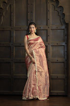 Elegant Tissue Crush Saree | Elegant tissue crush Banarasi saree with soft sheen and lace border.
