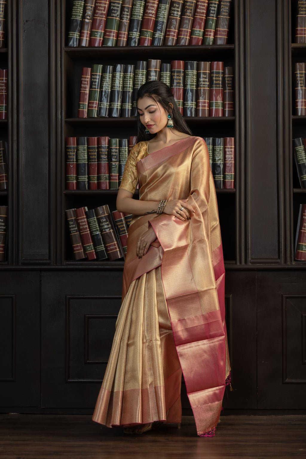Elegant Kanjivaram Tissue Silk Saree | Kanjivaram tissue silk Banarasi saree with classic zari work