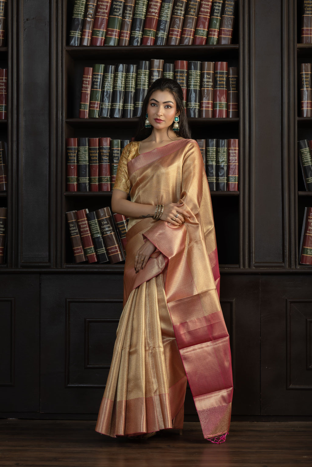 Elegant Kanjivaram Tissue Silk Saree | Kanjivaram tissue silk Banarasi saree with classic zari work