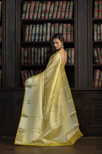 Metallic Yellow Kanjivaram Embossed Tissue Saree