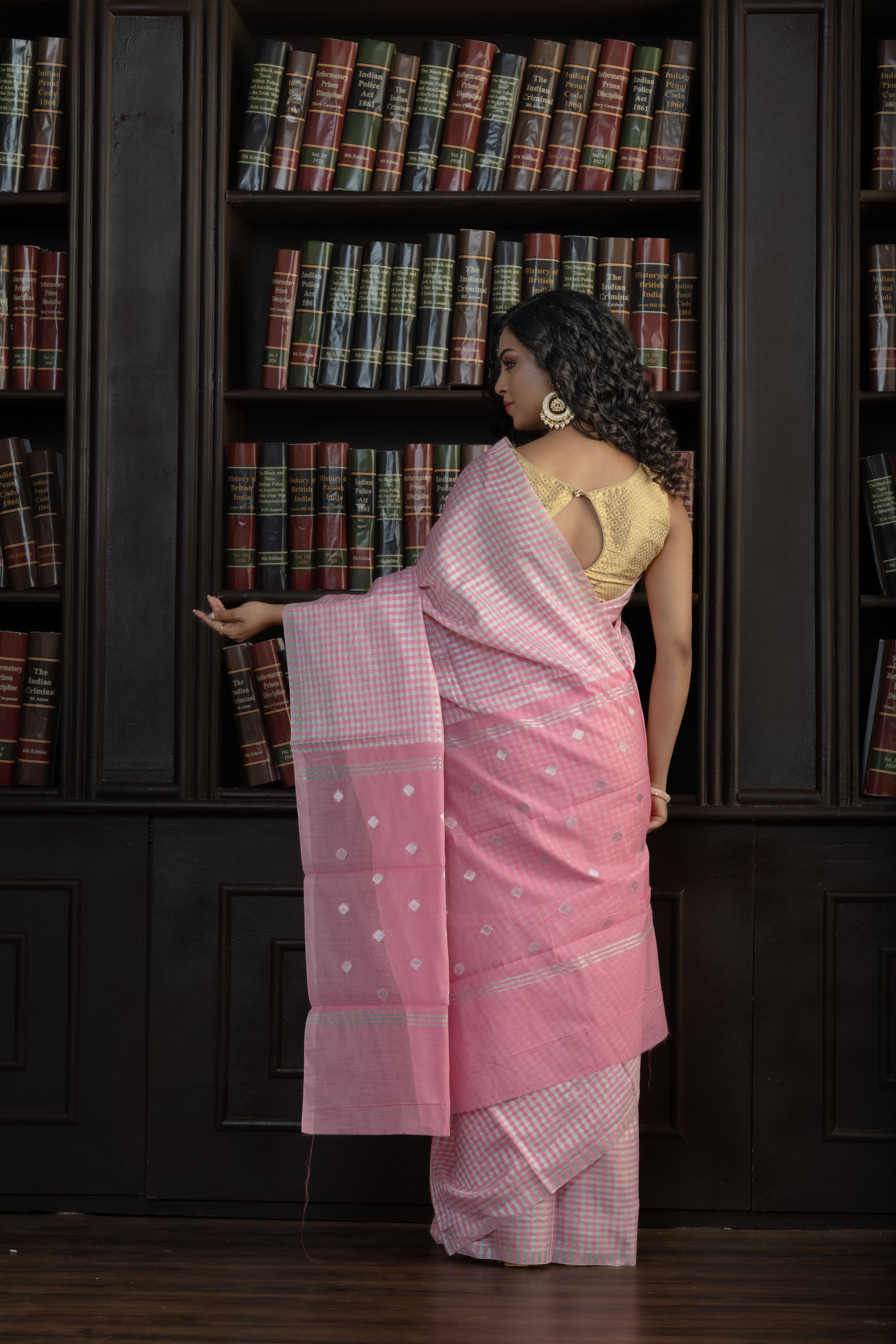 Zari Check Tissue Saree | Tissue silk Banarasi saree featuring contemporary zari checks