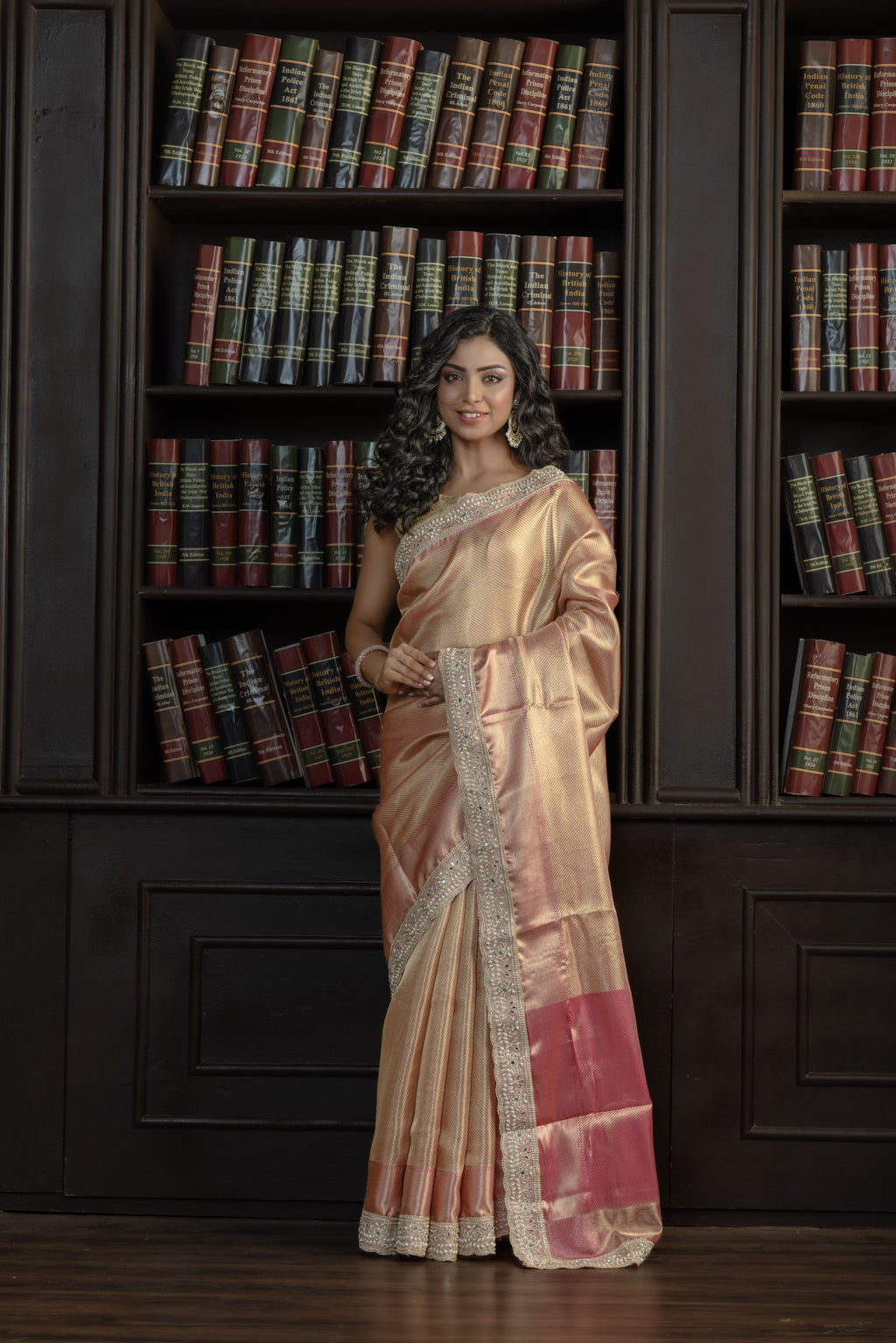 Kanjivaram Tissue Silk Lace Work Saree | Elegant Kanjivaram-inspired tissue silk Banarasi saree featuring intricate lace work