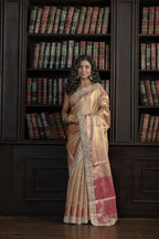 Kanjivaram Tissue Silk Lace Work Saree | Elegant Kanjivaram-inspired tissue silk Banarasi saree featuring intricate lace work