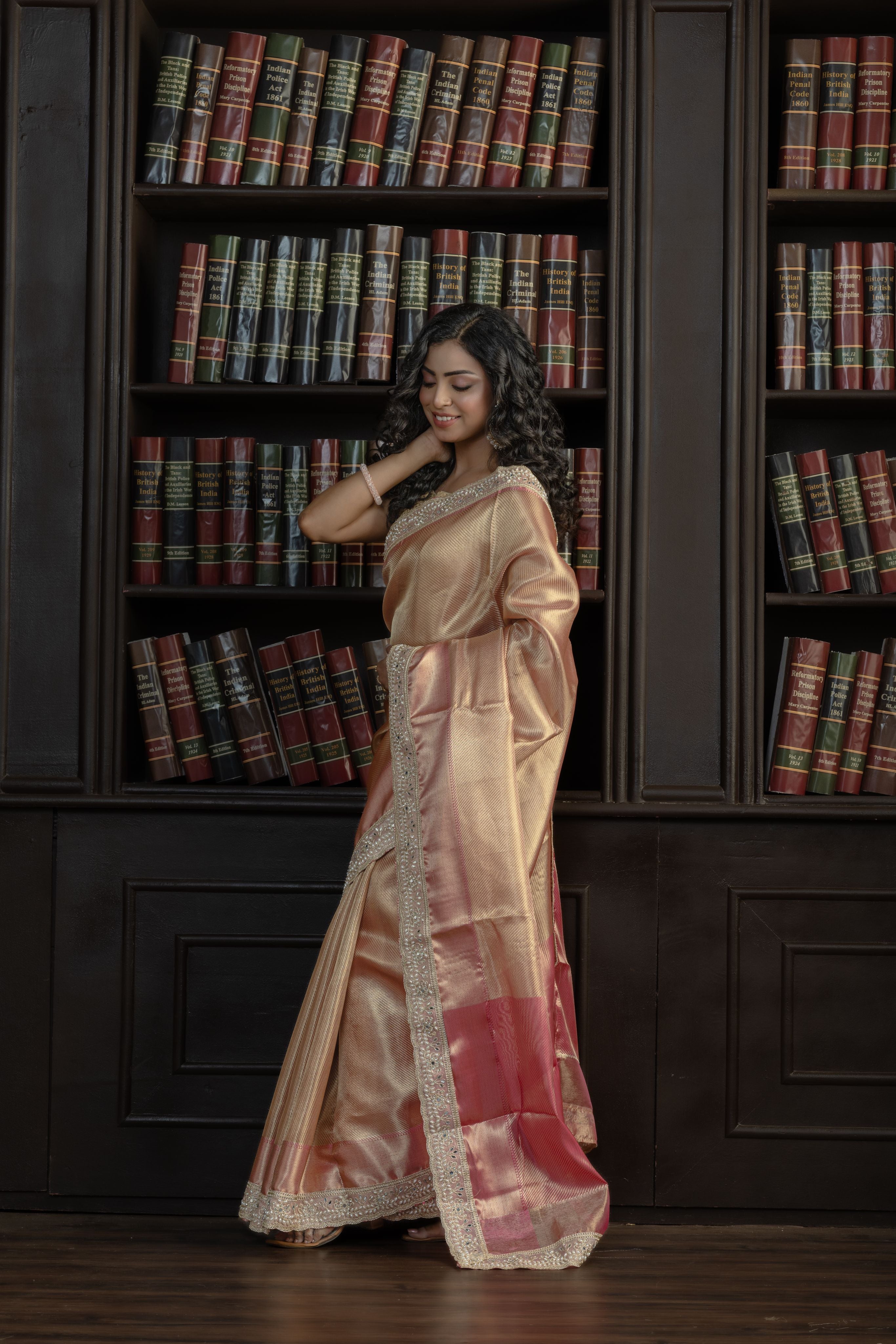Kanjivaram Tissue Silk Lace Work Saree | Elegant Kanjivaram-inspired tissue silk Banarasi saree featuring intricate lace work