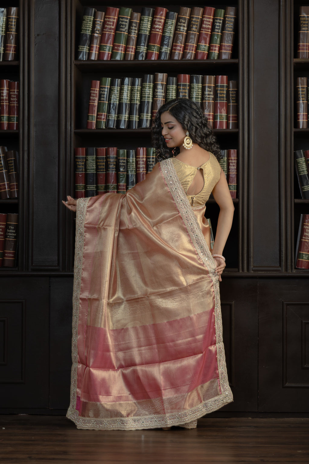 Kanjivaram Tissue Silk Lace Work Saree | Elegant Kanjivaram-inspired tissue silk Banarasi saree featuring intricate lace work