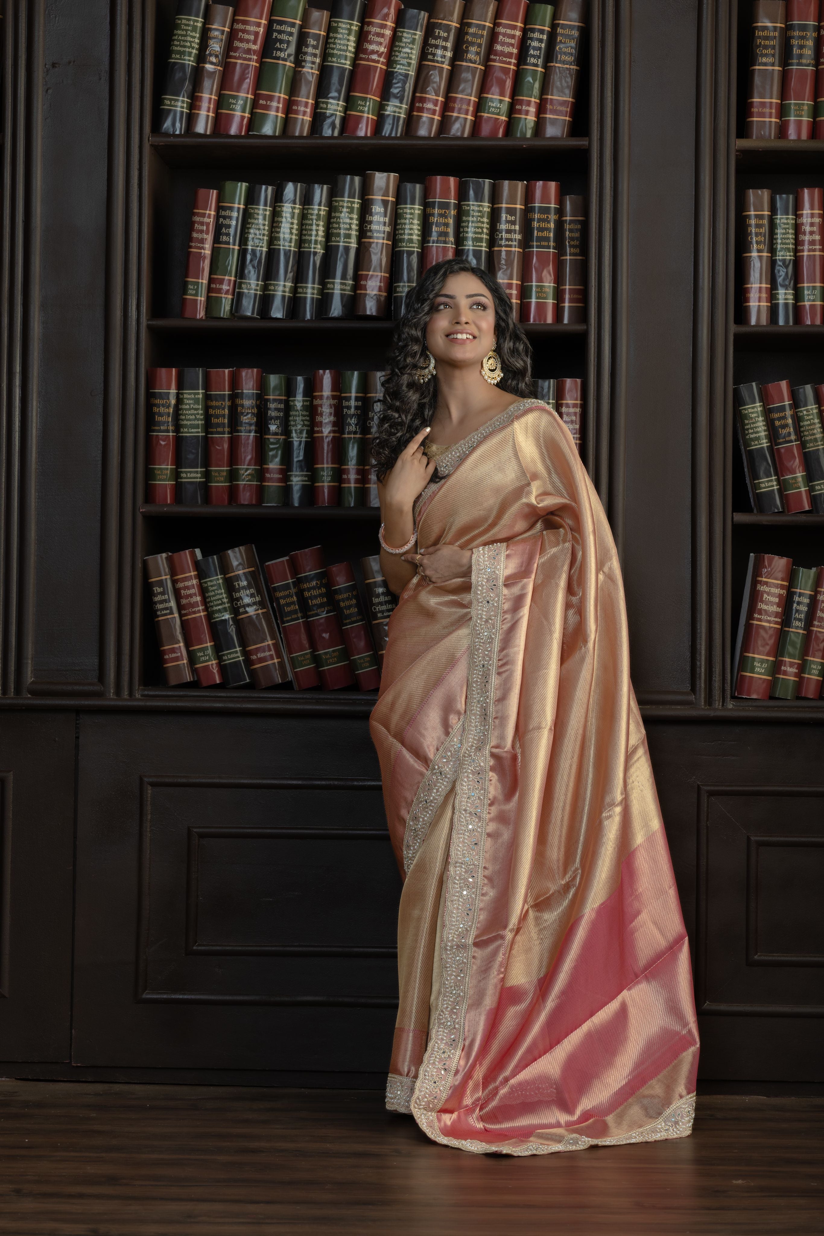 Kanjivaram Tissue Silk Lace Work Saree | Elegant Kanjivaram-inspired tissue silk Banarasi saree featuring intricate lace work