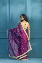 Baigani Tissue Buti Banarasi Saree with Lace | Unique baigani tissue silk Banarasi saree with exclusive lacework and elegant finish