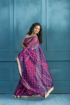 Baigani Tissue Buti Banarasi Saree with Lace | Unique baigani tissue silk Banarasi saree with exclusive lacework and elegant finish