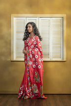 Exclusive Gachi by Gachi Tussar with multi-colour Katha stitch in red base colour designer saree