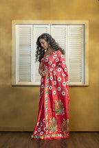 Exclusive Gachi by Gachi Tussar with multi-colour Katha stitch in red base colour designer saree
