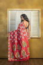 Exclusive Gachi by Gachi Tussar with multi-colour Katha stitch in red base colour designer saree